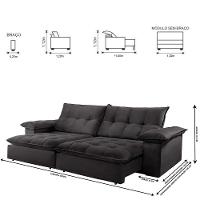 Sofá Retrátil E Reclinável Atlanta 2,90m 5 Lugares Cinza - 13