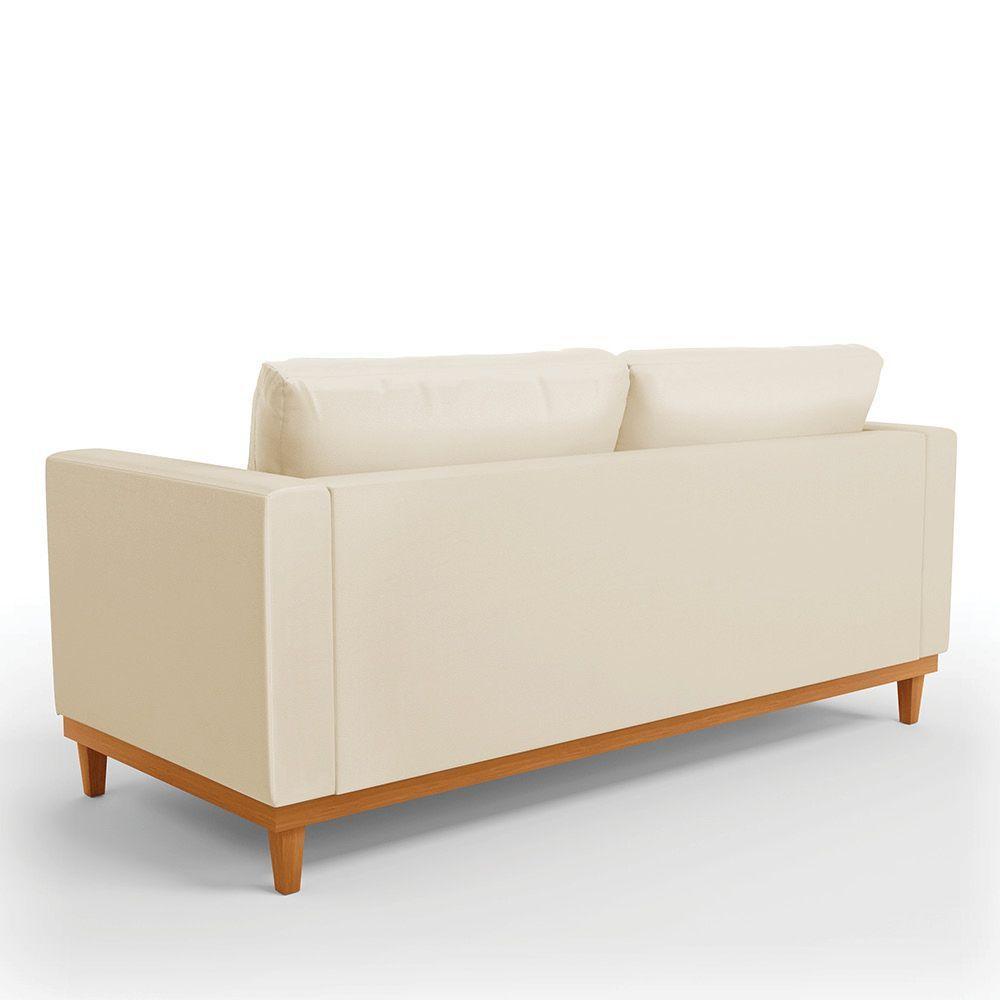 Sofá 03 Lugares Juliette Corino Bege Base Madeira Castanho - 5