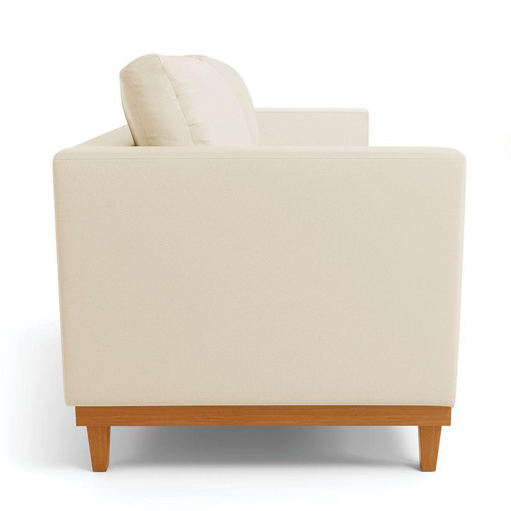 Sofá 03 Lugares Juliette Corino Bege Base Madeira Castanho - 6