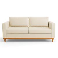 Sofá 03 Lugares Juliette Corino Bege Base Madeira Castanho - 7