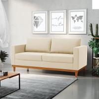 Sofá 03 Lugares Juliette Corino Bege Base Madeira Castanho - 8