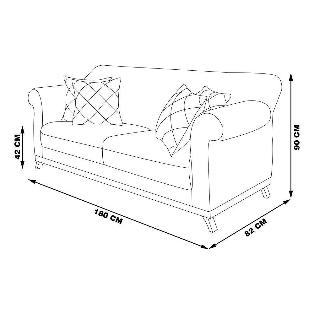 Sofá 180cm 2 Lugares Com 4 Almofadas Veludo Lilás - 8