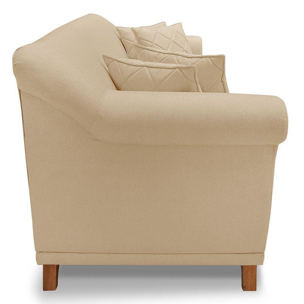 Sofá 2 Lugares 1,60m Vênus Linho Pés Castanho Dourado - 8