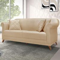 Sofá 2 Lugares 1,60m Vênus Linho Pés Castanho Dourado - 3