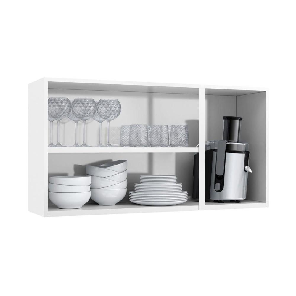 Armário Aéreo Cozinha Modulado Diamante 3 Portas c/ Vidro 105cm Branco/Preto - Telasul - 3