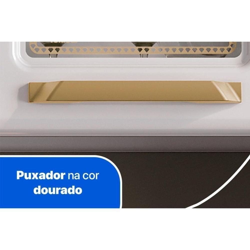 Armário Aéreo Cozinha Modulado Diamante 3 Portas c/ Vidro 105cm Branco/Preto - Telasul - 4