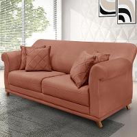 Sofá 200cm 3 Lugares Com 4 Almofadas Veludo Cobre - 8