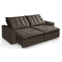 Sofá Modular 4 Lugares Ceará Retrátil e Reclinável Com Molas Veludo Marrom - 3