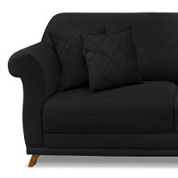 Sofá 220cm 3 Lugares Com 4 Almofadas Suede Preto