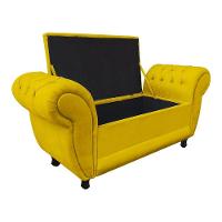 Divã Recamier Com Baú Grécia 1,55 Cm Suede Amarelo - 3