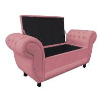 Divã Recamier Com Baú Grécia 1,55 Cm Suede Rose