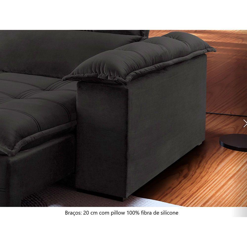 Sofá Retrátil E Reclinável 2,50m 4 Lugares Cinza - 5