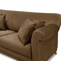 Sofá 160cm 2 Lugares Com 4 Almofadas Suede Caramelo - 2