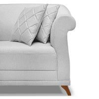 Sofá 2 Lugares 1,80m Vênus Linho Pés Castanho Cinza - 10