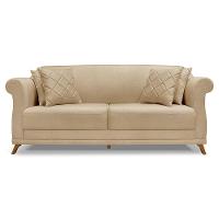 Sofá 2 Lugares 1,80m Vênus Linho Pés Castanho Dourado - 7