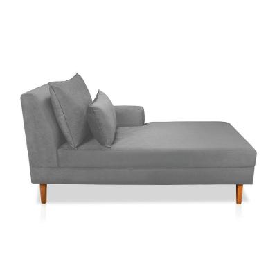 Divã Chaise Jade 1,60 Cm Pés Chanfrado Linho Cinza