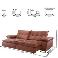 Sofá Retrátil E Reclinável Atlanta 2,10m 03 Lugares Cobre - 13
