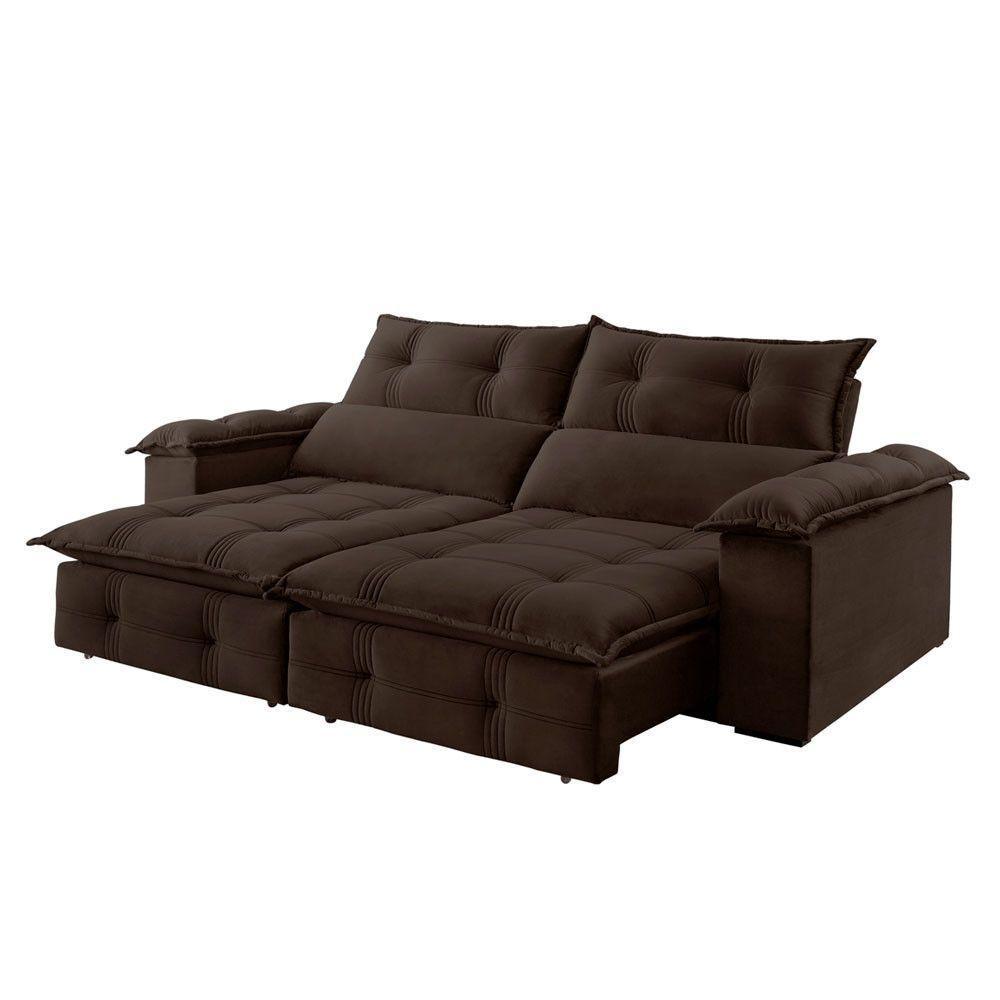 Sofá Retrátil E Reclinável 2,90m 5 Lugares Marrom - 8