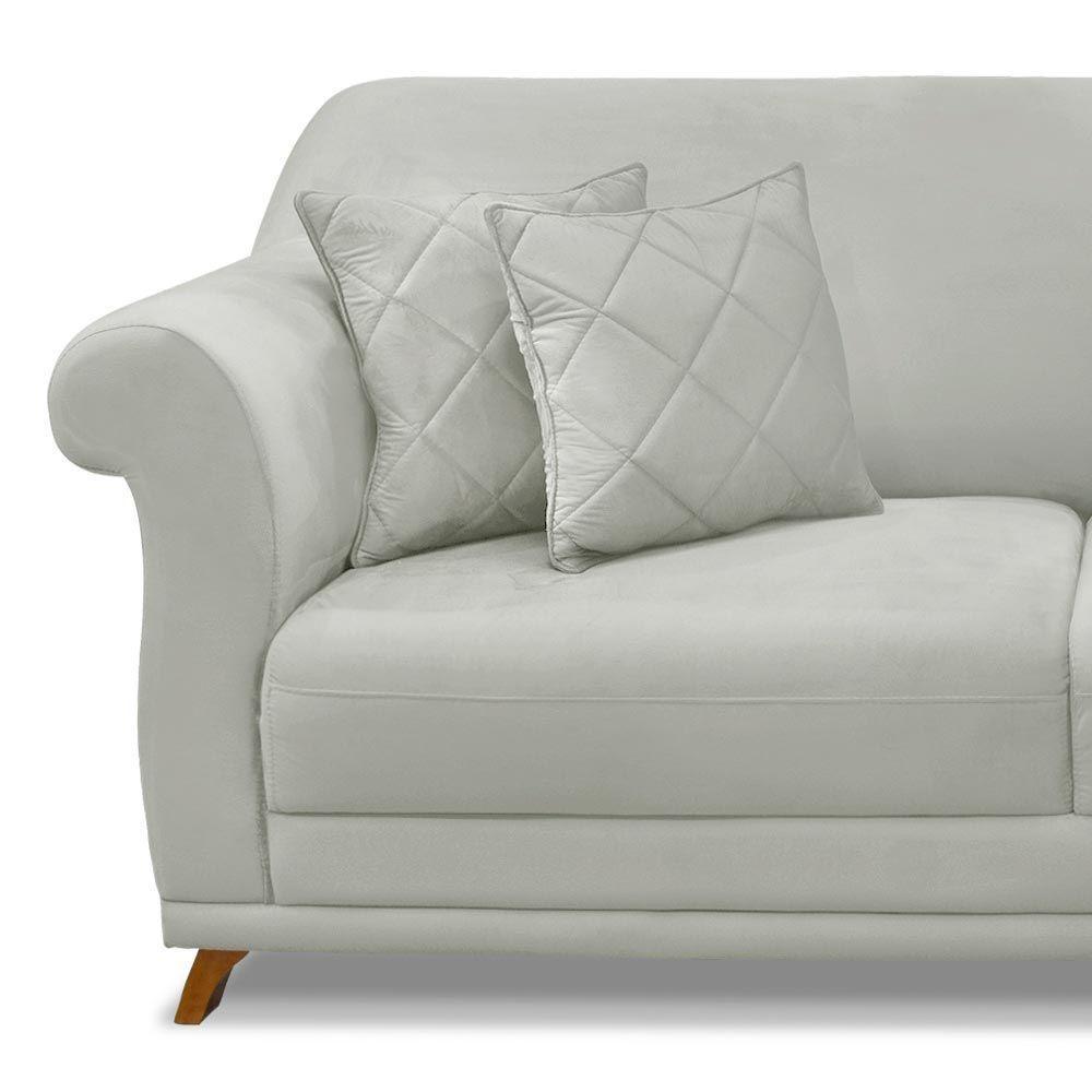 Sofá 180cm 2 Lugares Com 4 Almofadas Veludo Prata - 4