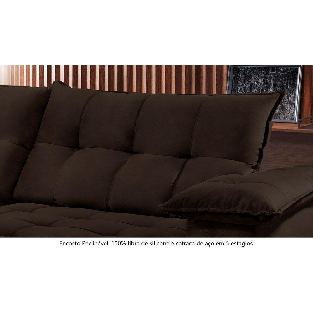 Sofá Retrátil E Reclinável Atlanta 2,10m 03 Lugares Marrom - 4