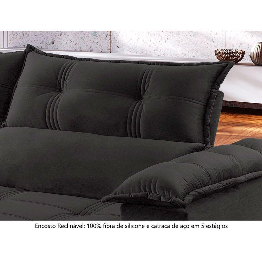 Sofá Retrátil E Reclinável 2,30m 4 Lugares Cinza - 4