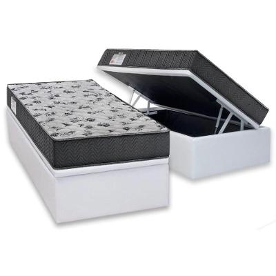 Cama Box Baú Solteiro: Colchão Anatômico Ortobom D33 / EP ISO 100 Ultra Firme + Base CRC Courano White(88x188)
