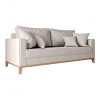 Sofá 3 Lugares Beny Base De Madeira 180 Cm Linho Cru - Fm - 1