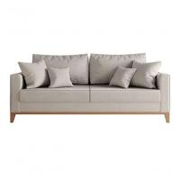 Sofá 3 Lugares Beny Base De Madeira 180 Cm Linho Cru - Fm - 5