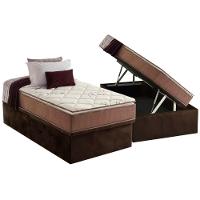 Cama Box Baú Solteiro: Colchão Anatômico Anjos D28 / AG65 Star Pillow Top + Base CRC Suede Brown(88x188) - 1