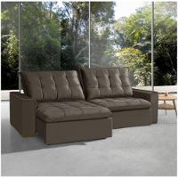 Sofá 6 Lugares Ceará Retrátil e Reclinável Com Molas Veludo Marrom - 2