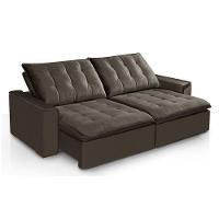 Sofá 6 Lugares Ceará Retrátil e Reclinável Com Molas Veludo Marrom - 3