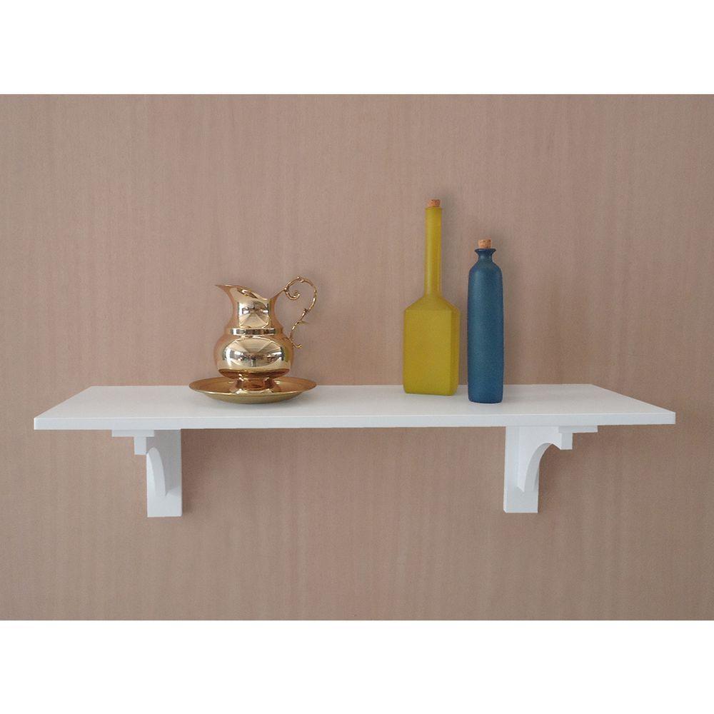 Aparador Prateleira com Cantoneira Mão Francesa Branco Laca - 2