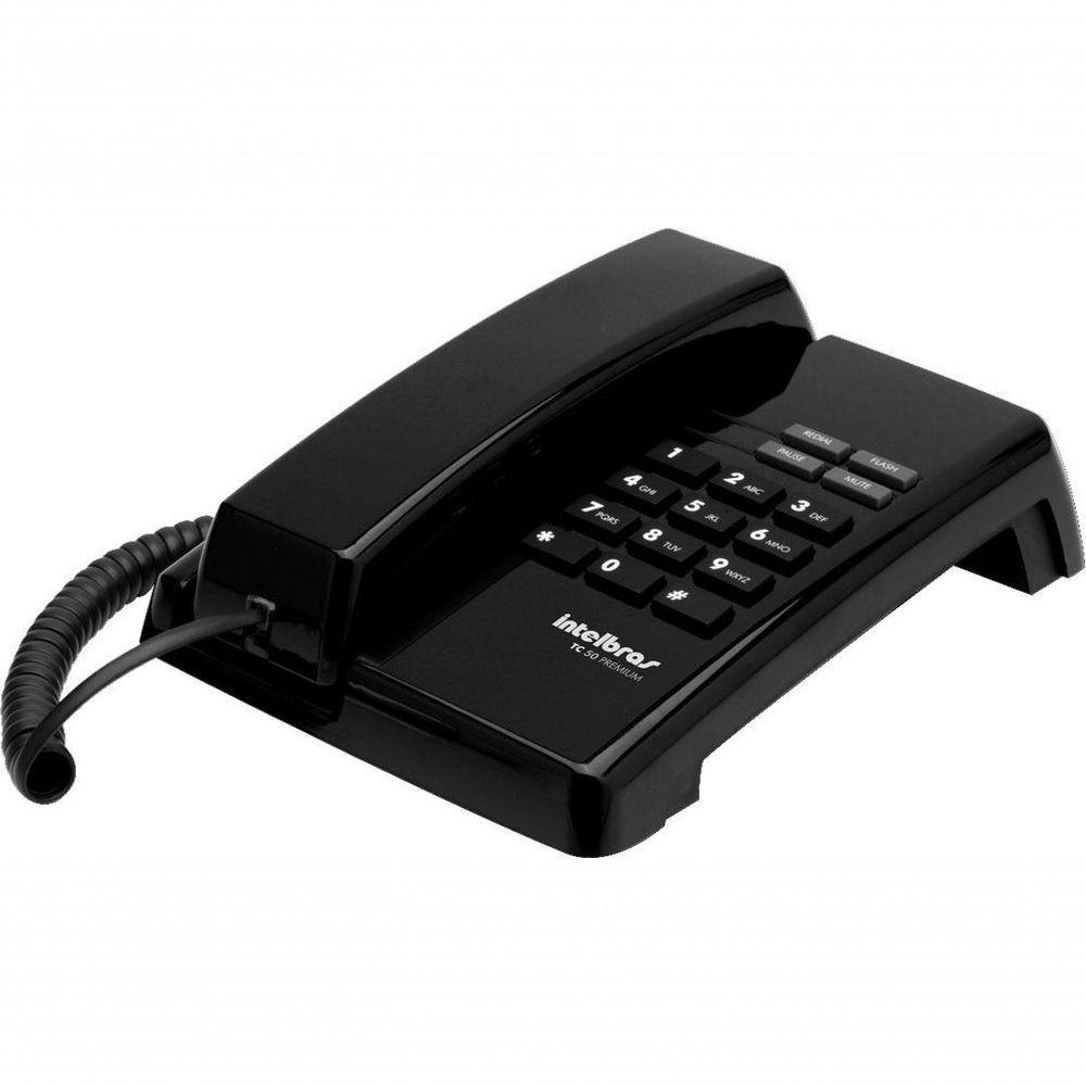 Telefone Tc50 Premium Preto Função Flash, Redial, Pause E Mu - 1