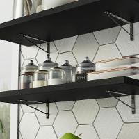 Kit 2 Prateleiras Suspensas 80 Cm Com Mão Francesa Preto - 12