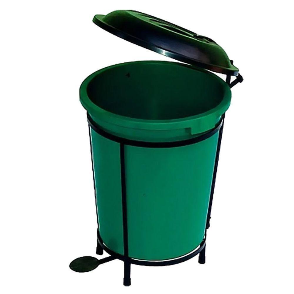 Lixeira Plástica Em Suporte De Ferro Com Pedal 15 Litros - 1