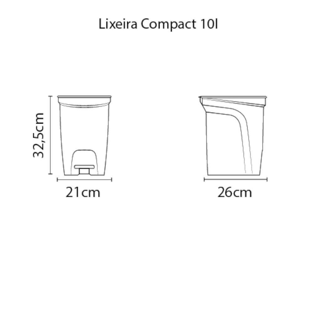Lixeira Tramontina Compact 10 L Em Polipropileno Preto Com Haste Em Aço Galvanizado - 2