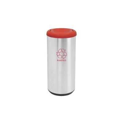 Lixeira Inox Piemonte Cápsula Selecta Plus Basculante Scotch Brite Vermelha 40 L