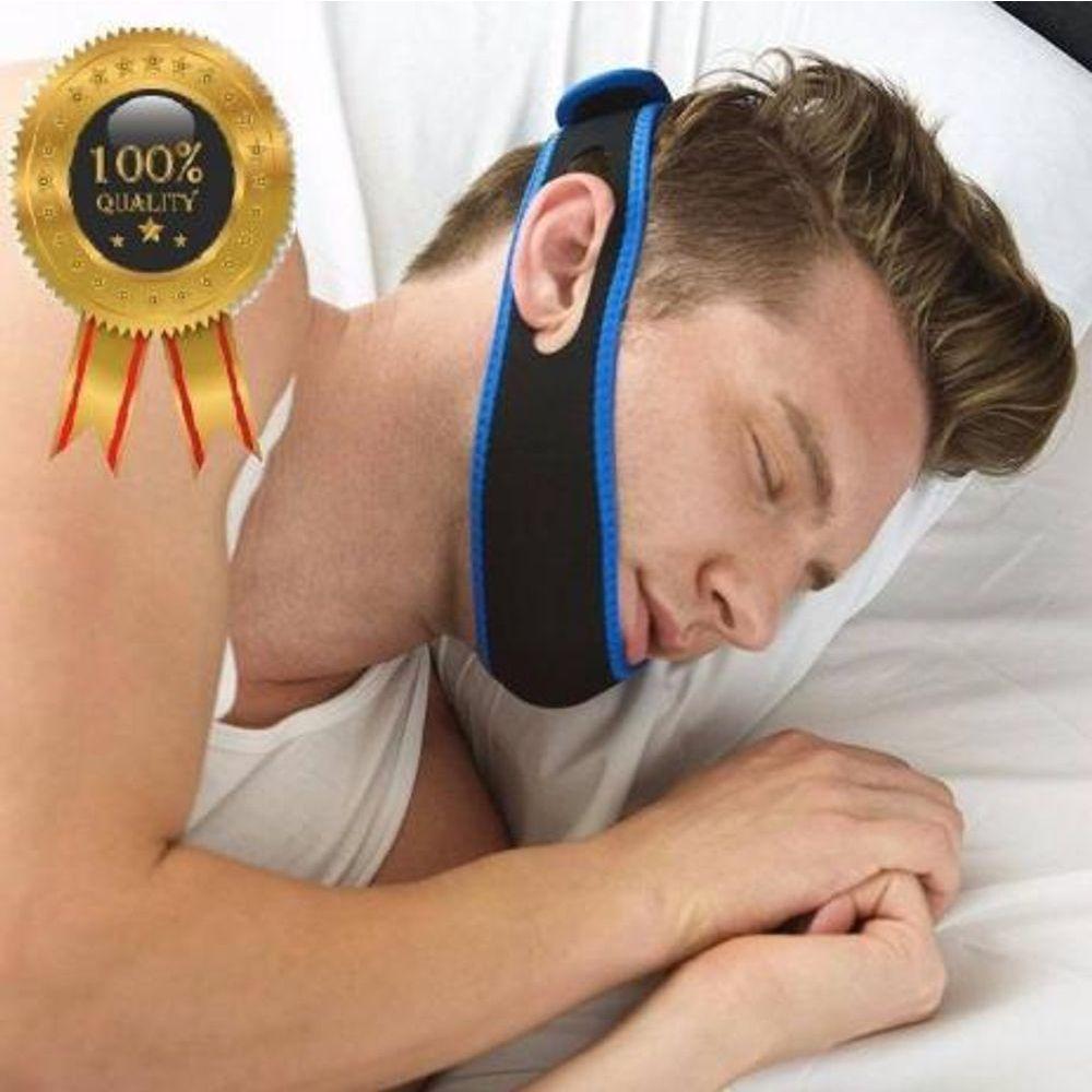 Faixa 2 Pontas Anti Ronco Apneia Ajustavel Preto Com Azul - 2