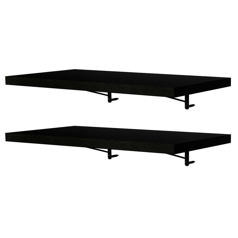 Kit 2 Prateleiras Suspensas 60 Cm Com Mão Francesa Preto - 4