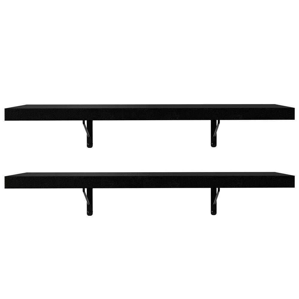 Kit 2 Prateleiras Suspensas 60 Cm Com Mão Francesa Preto - 5