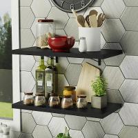 Kit 2 Prateleiras Suspensas 60 Cm Com Mão Francesa Preto - 1