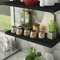 Kit 2 Prateleiras Suspensas 60 Cm Com Mão Francesa Preto - 6