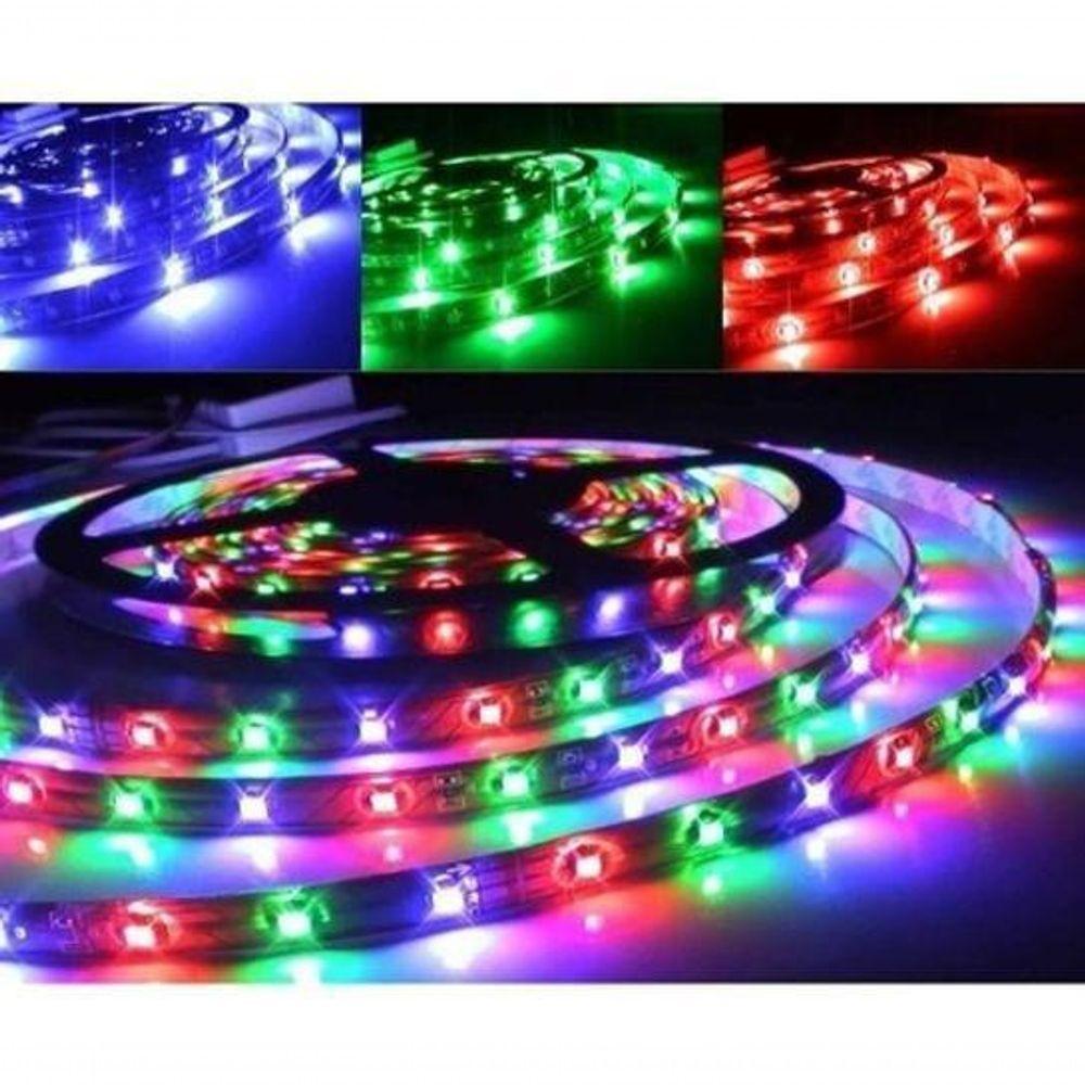 Fita Led Rgb 3528 Rolo 5M Leds Com Fonte Controle Decoração - 4