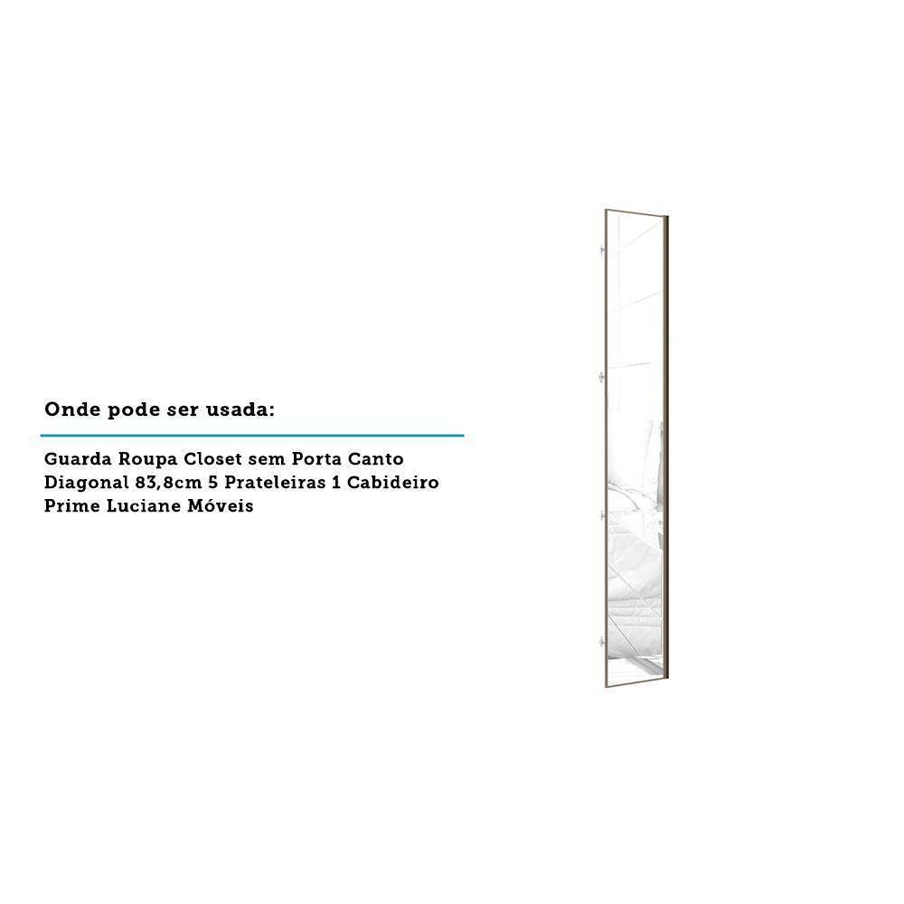 Porta Para Roupeiro Canto 40cm Inox Com Espelho Espelho - 2