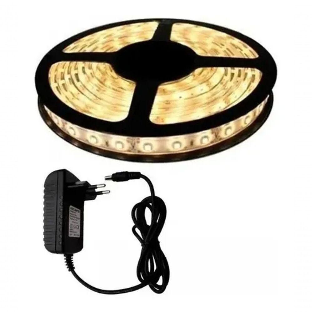 Fita Led 5050 Branco Quente Rolo 5M Com Fonte 12V 5A - 3