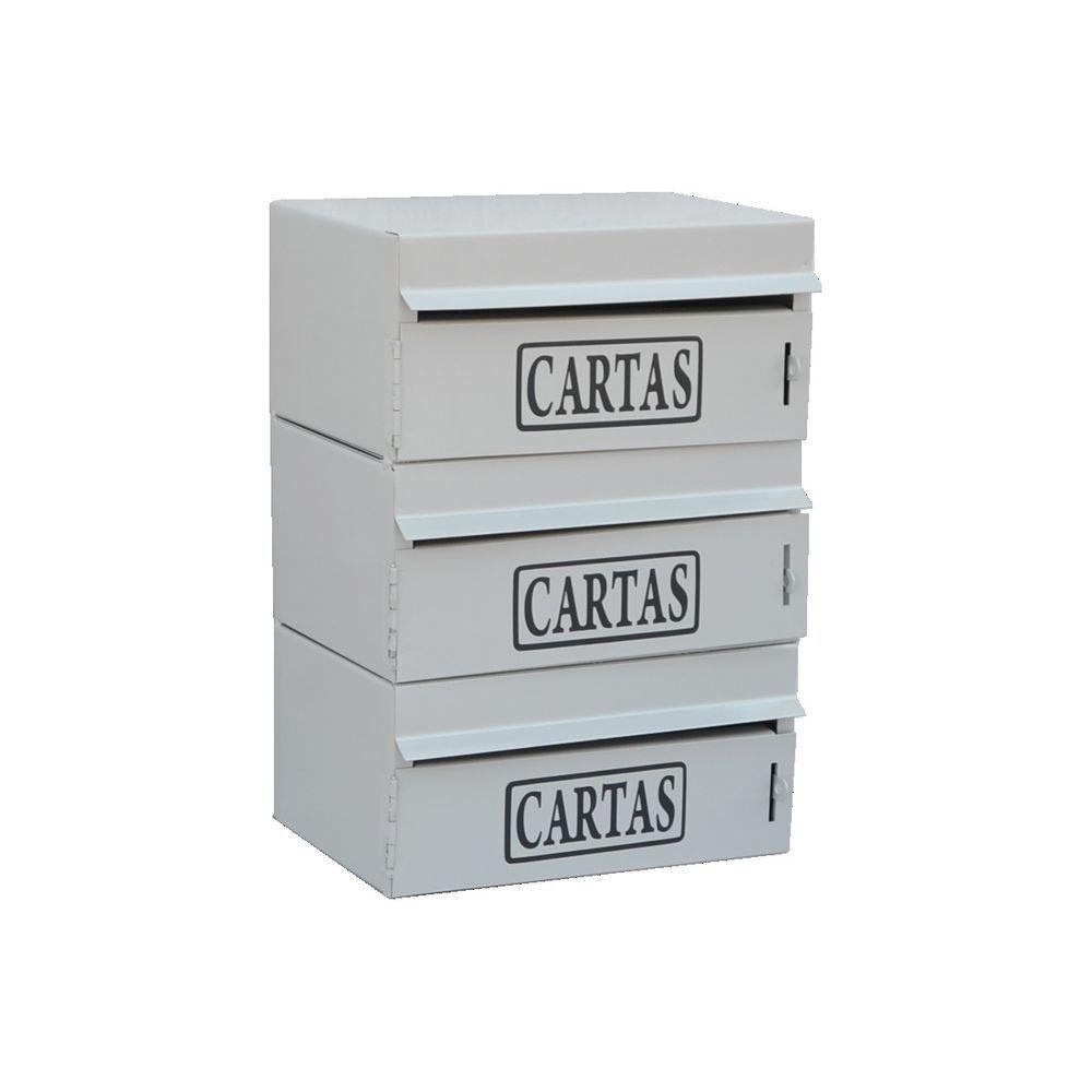 Caixa Correio Condomínio Frontal Para Muro Cinza 3 Módulos - 1