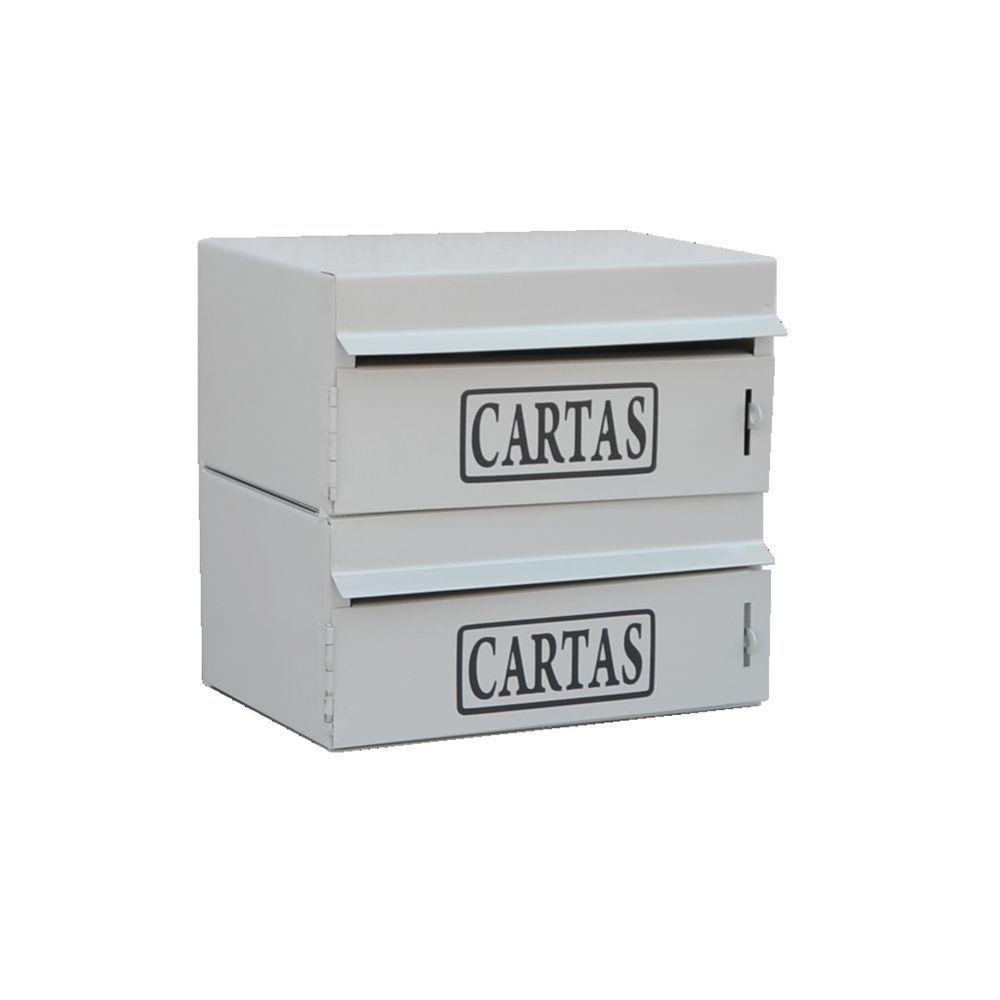 Caixa Correio Condomínio Frontal Para Muro Cinza 2 Módulos - 1