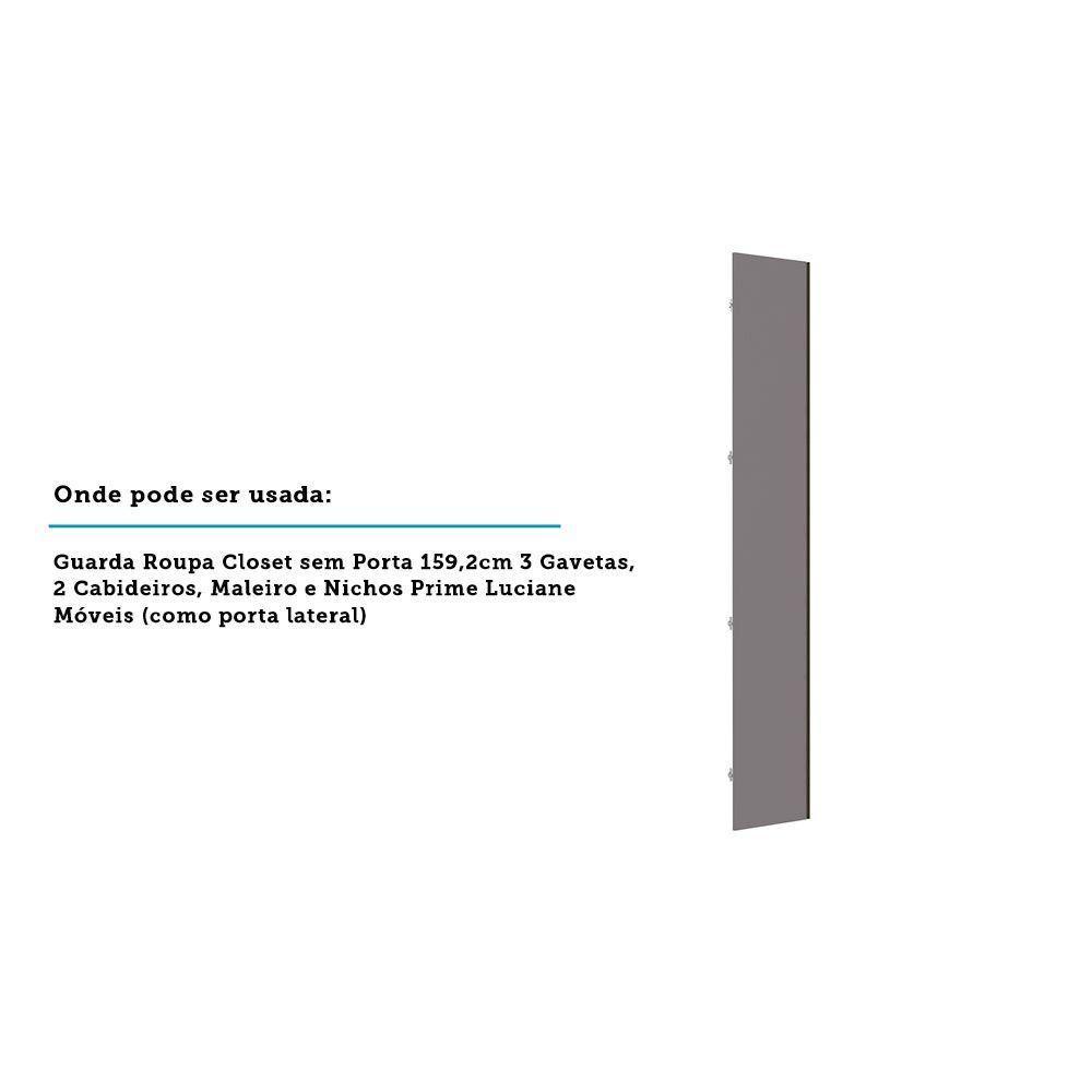 Porta Lateral Para Roupeiro 4 Portas Puxador Inox Cinza Puro - 3