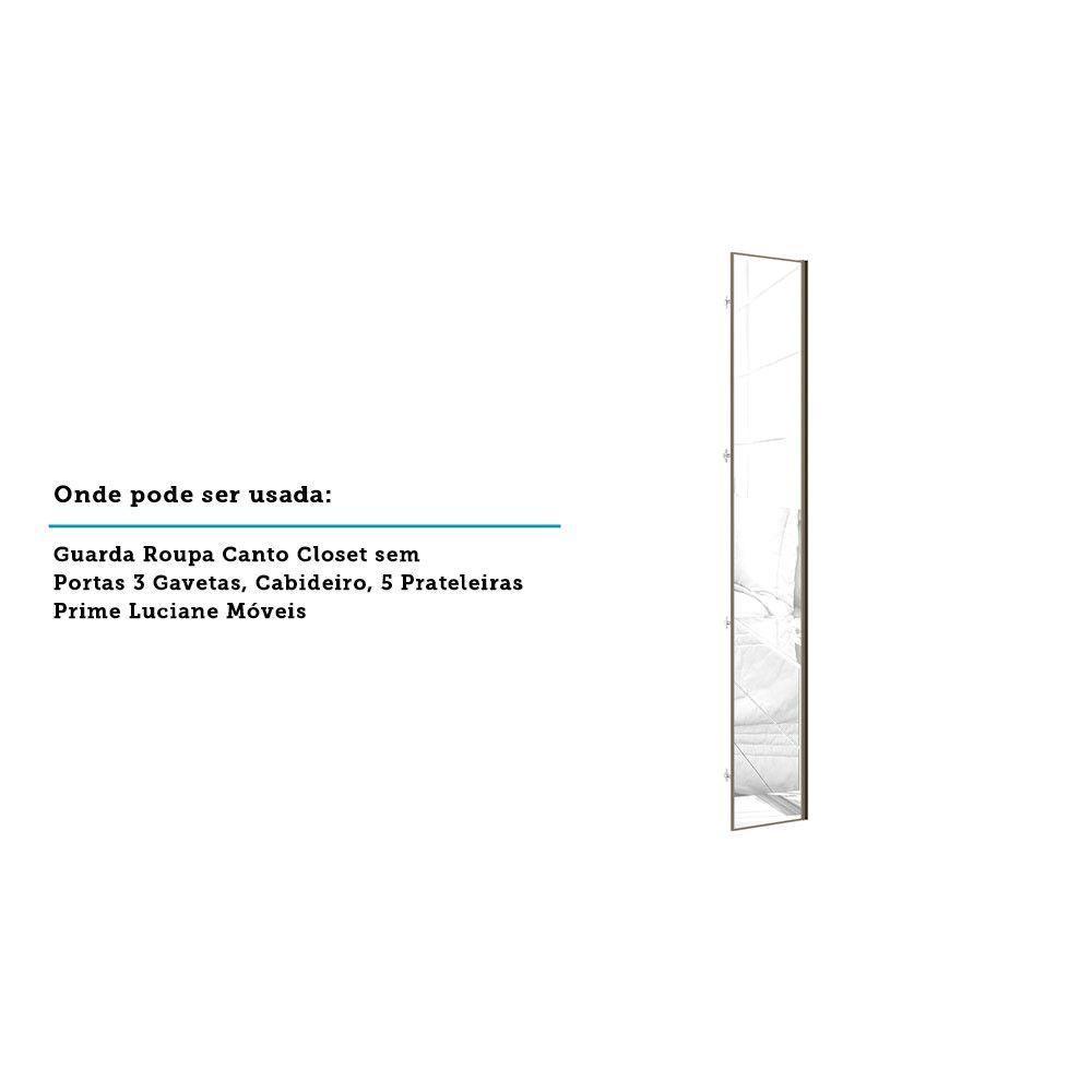 Porta Para Roupeiro Canto 40cm Inox Com Espelho Espelho - 2