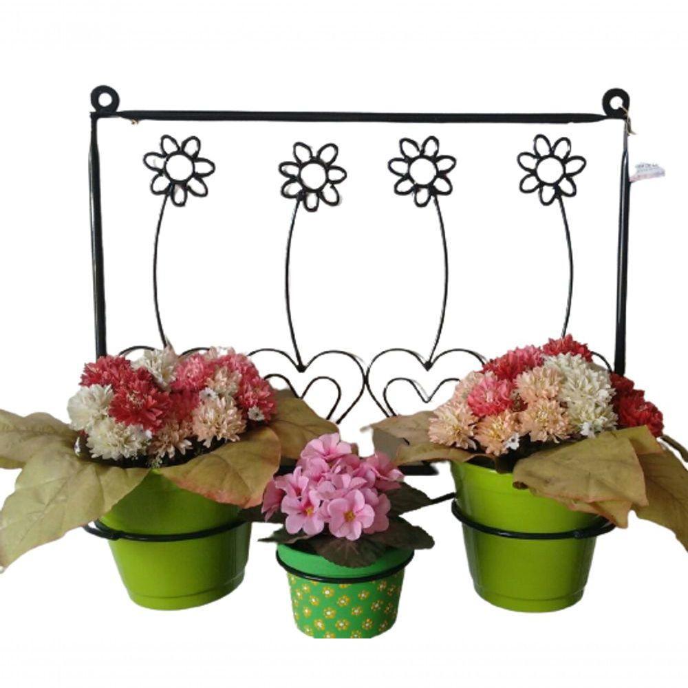 Suporte Ferro Para Plantas 3 Vasos Na Cor Preta. - 3